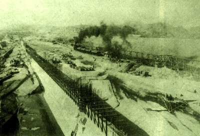 The picture shows the construction of Chianan Canal.