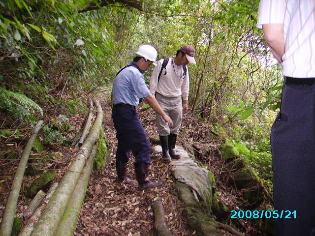 與陽明山國家公園管理處人員會勘97年度頂中股圳施工地點情形