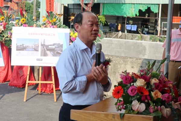本會永安圳橡皮壩制水閘門改建完工，於4月17日上午辦理圳頭祭典